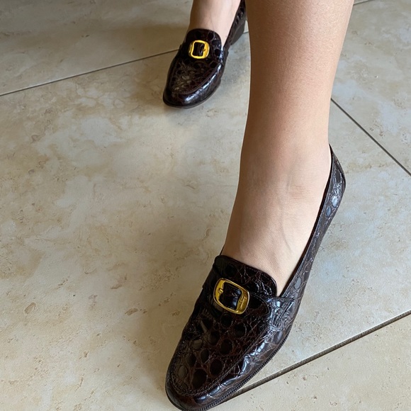 Salvatore Ferragamo Crocodile Loafers Size 6.5 A2 - Picture 10 of 12